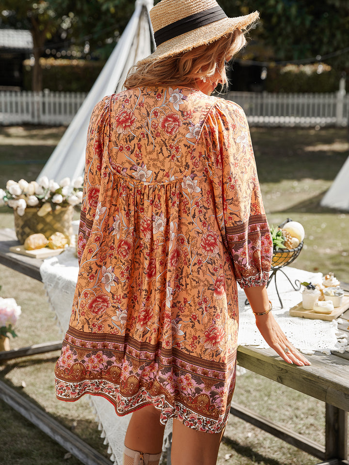 Rust Printed A-Line Dress