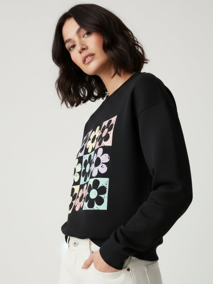 Black Full Sleeve Graphic Printed Sweatshirt