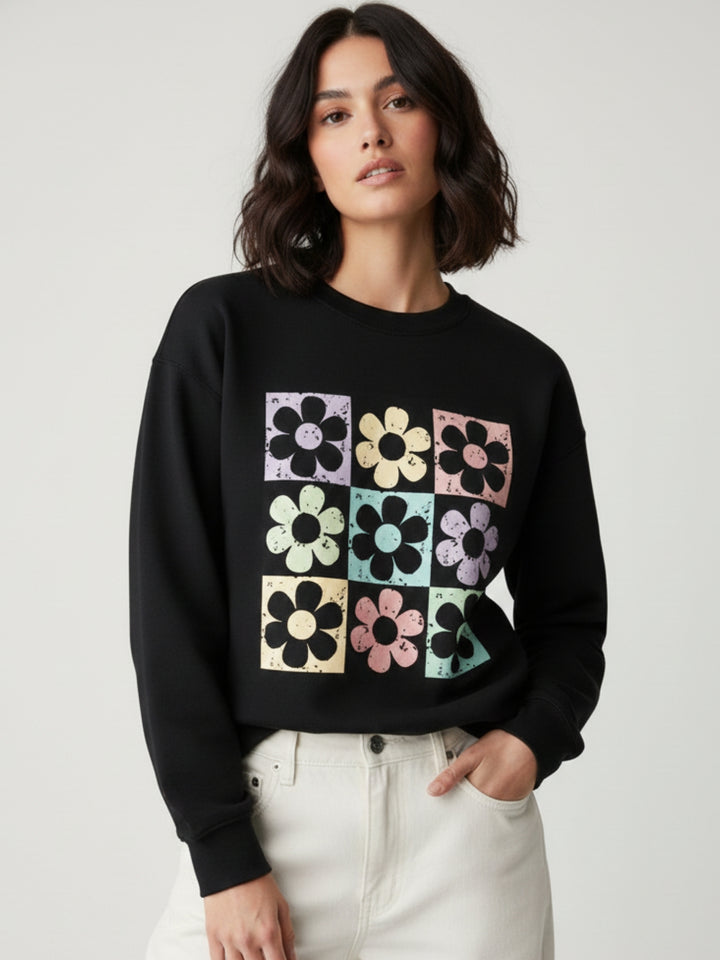 Black Full Sleeve Graphic Printed Sweatshirt
