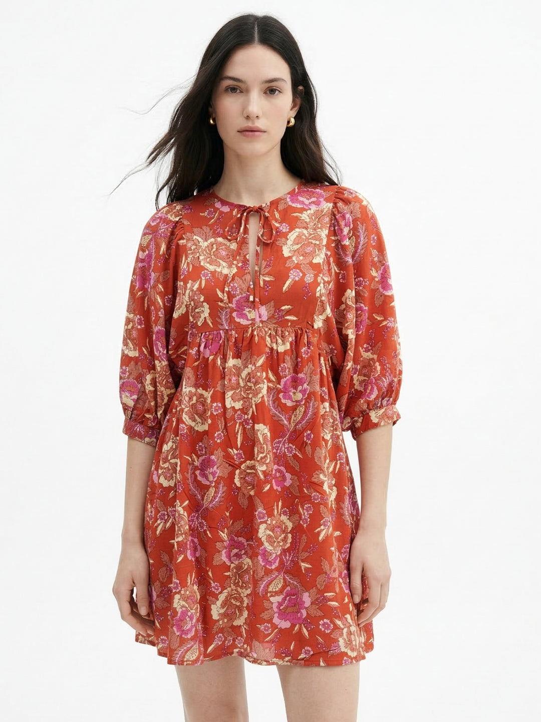 Red Printed Kaftan Dress