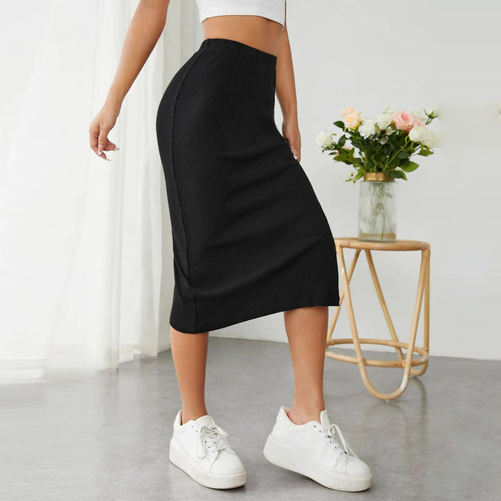 Black High Waist Side Slit Skirt