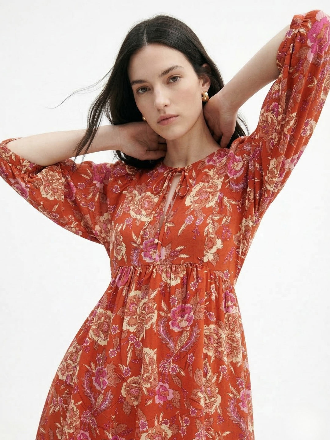 Red Printed Kaftan Dress