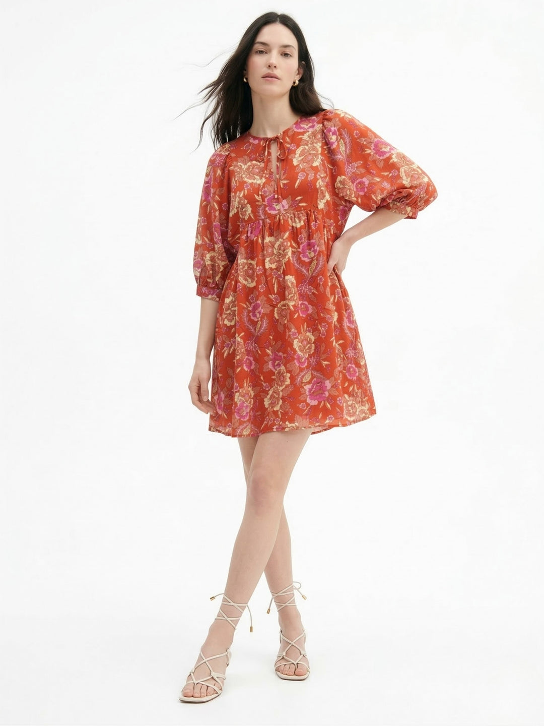 Red Printed Kaftan Dress