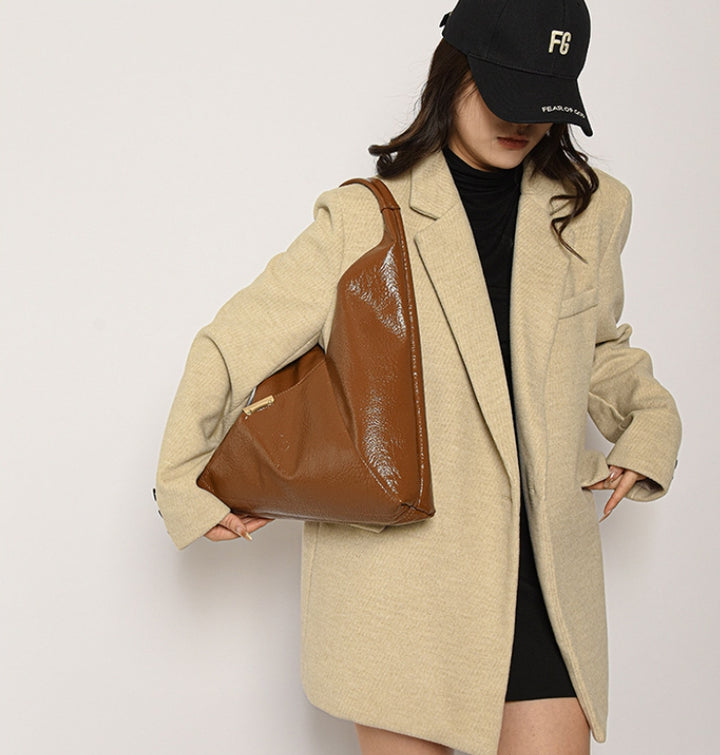 Tan Triangle Cut-Out Tote Bag