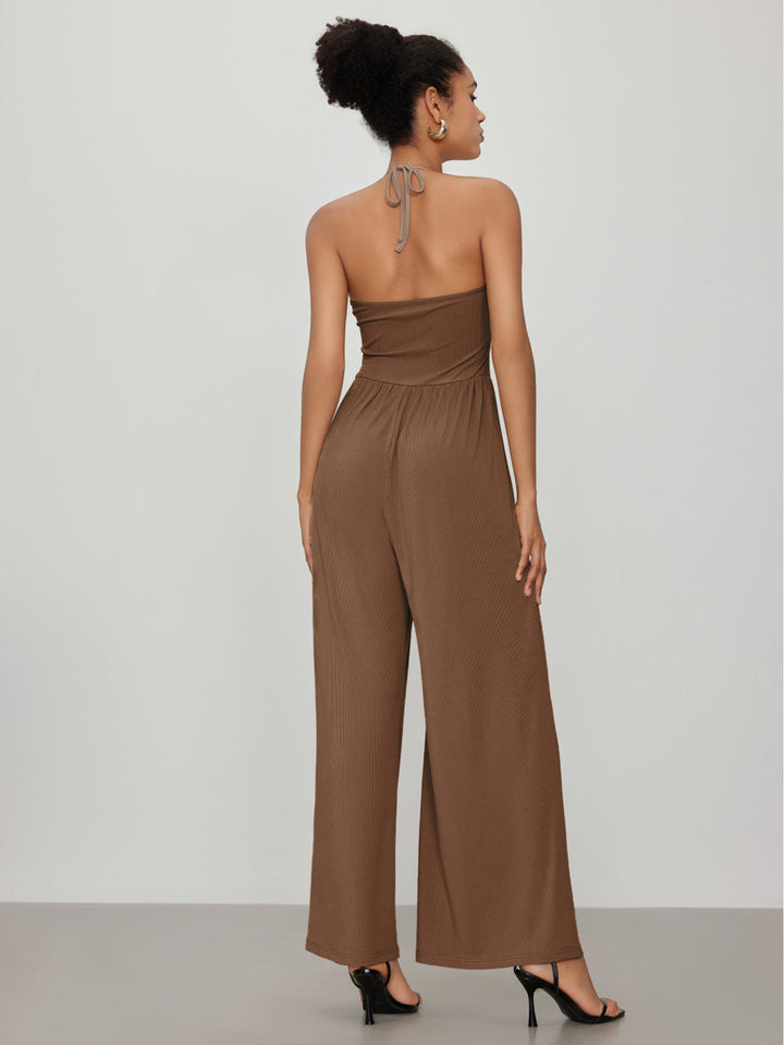 Brown Halter Neck Jumpsuit