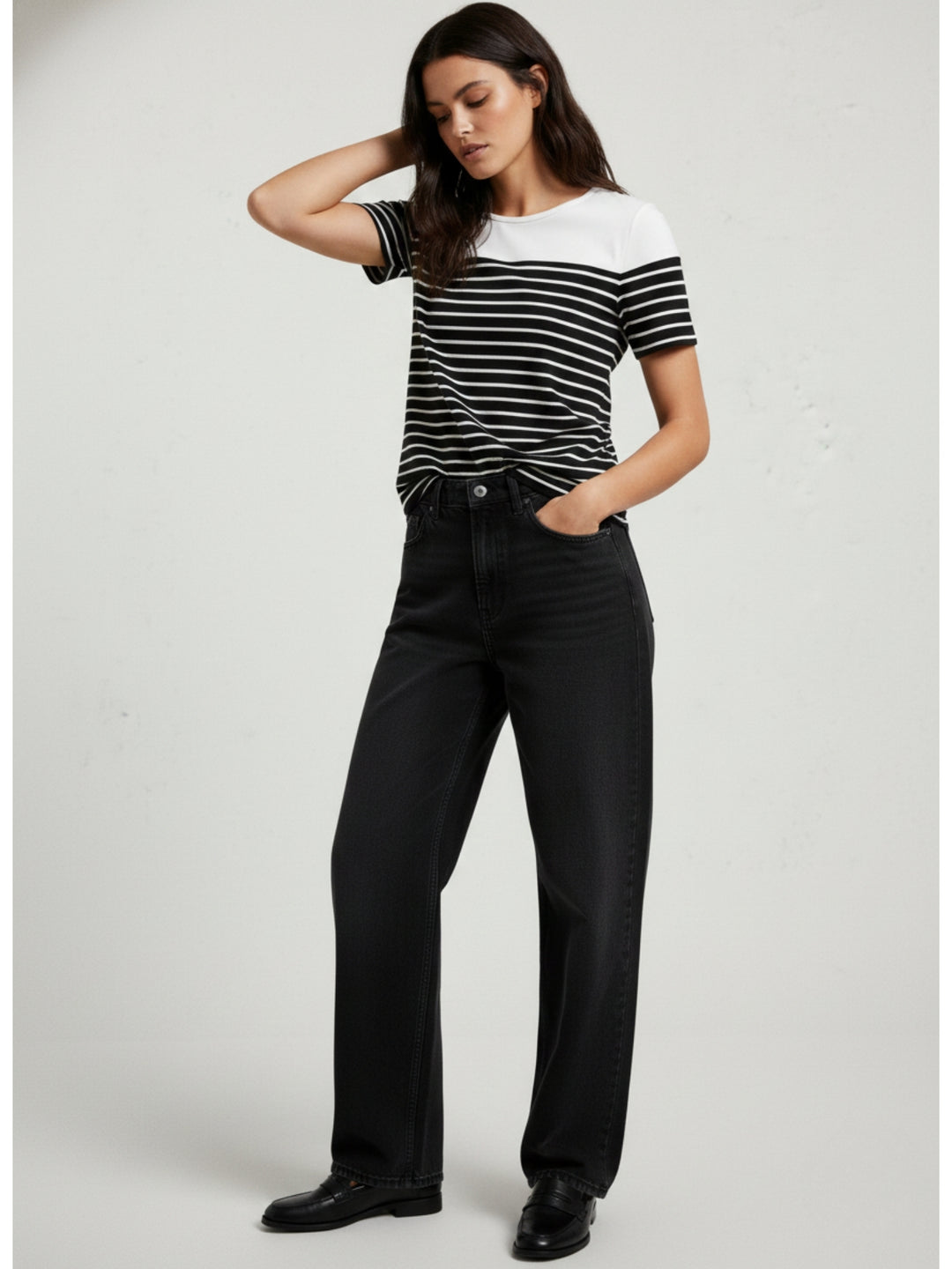 White Short Sleeve Striped Back Bow Top