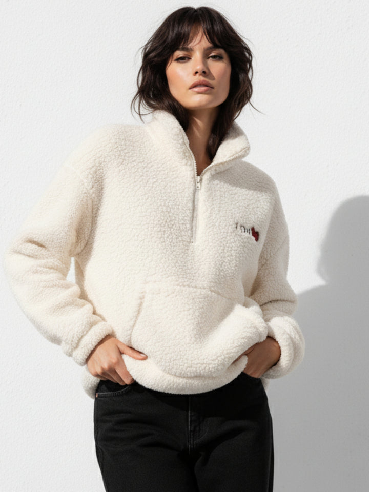 White Full Sleeve Funnel Neck Sweater