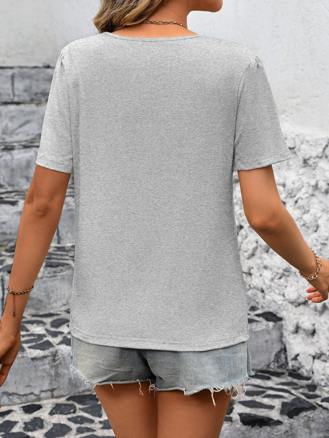 Grey Front Striped Top