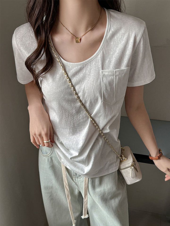 White Scoop Neck Relaxed Fit T-Shirt