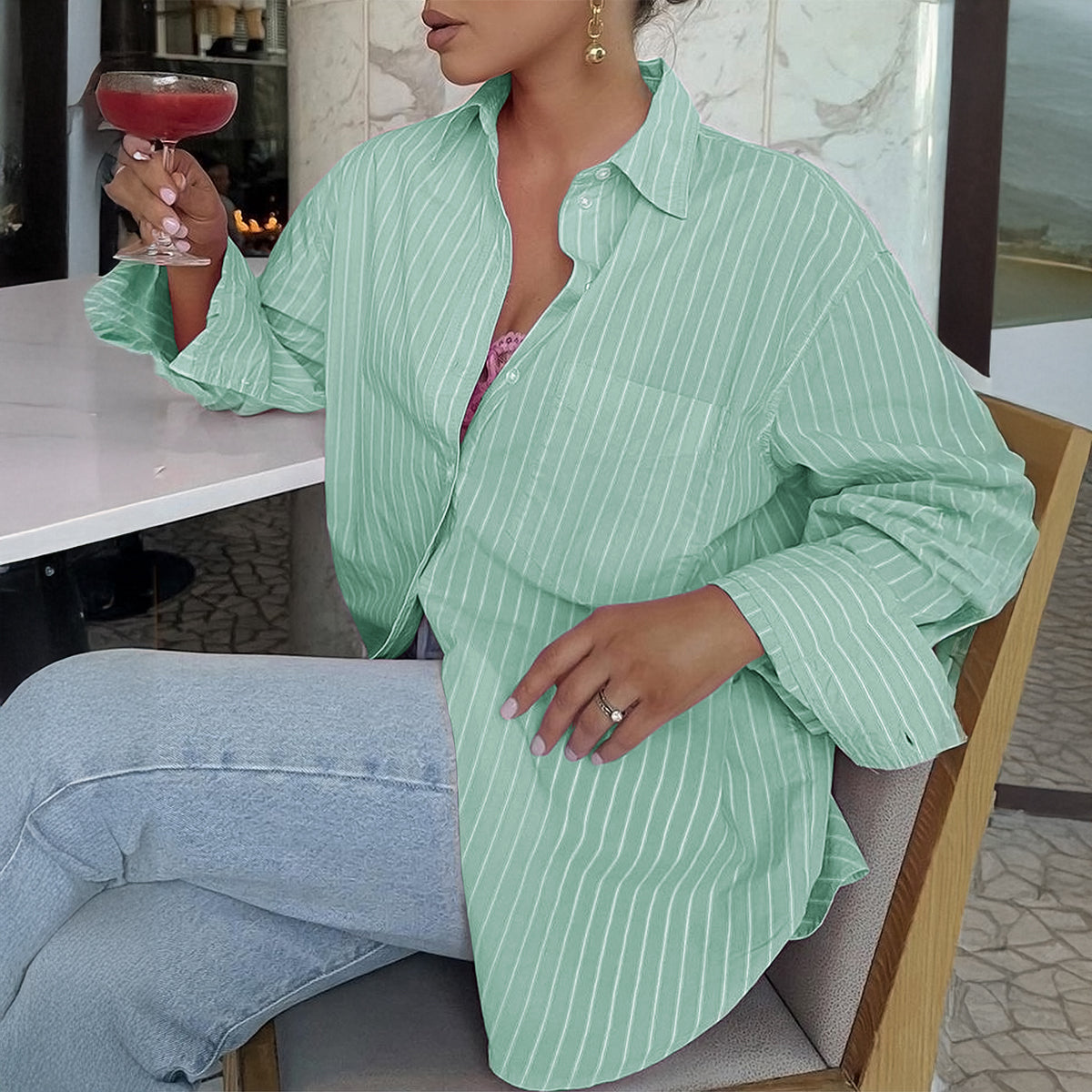 Green Oversized Vacay Shirt