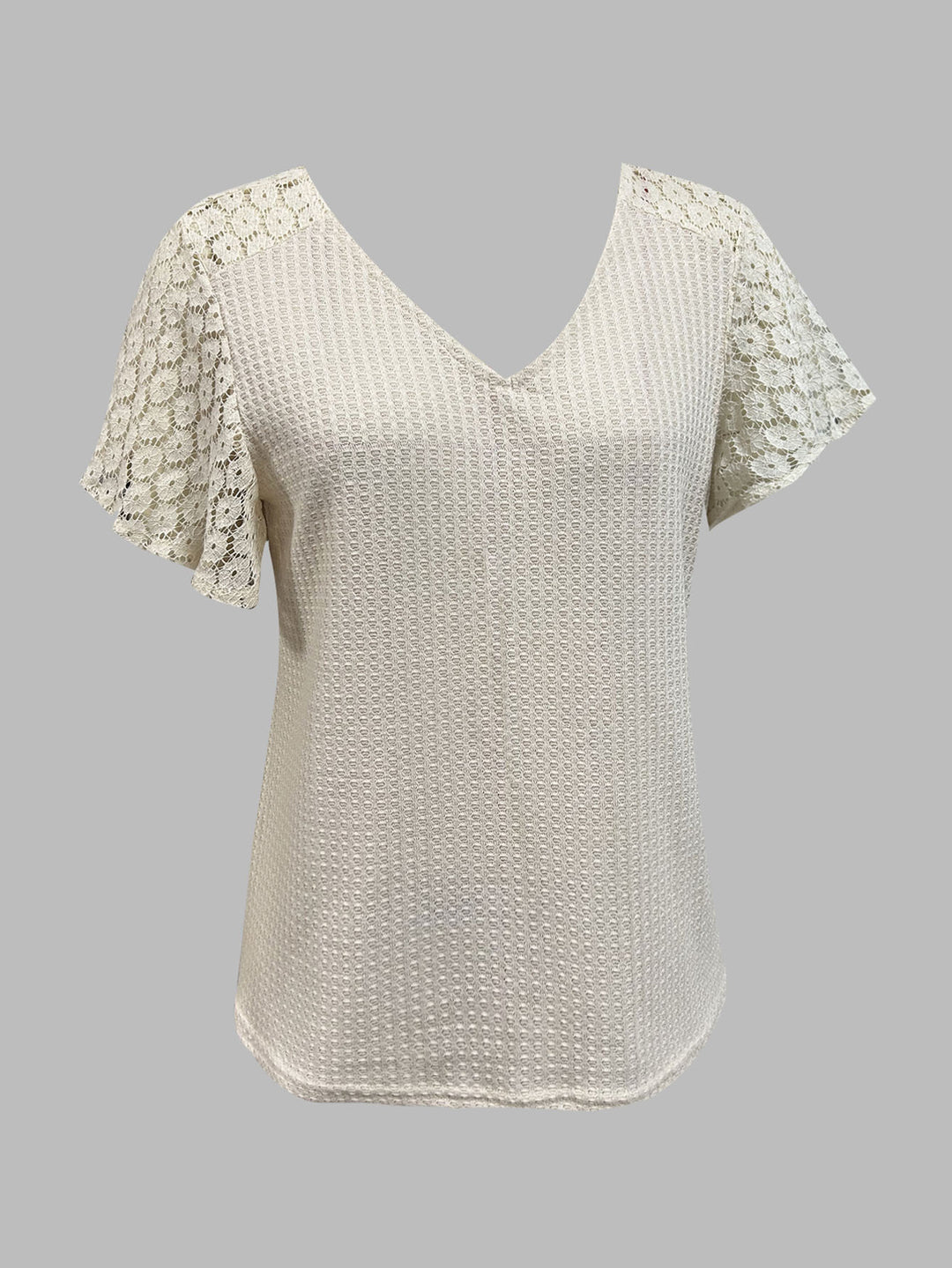 White Bell Sleeve Textured Top