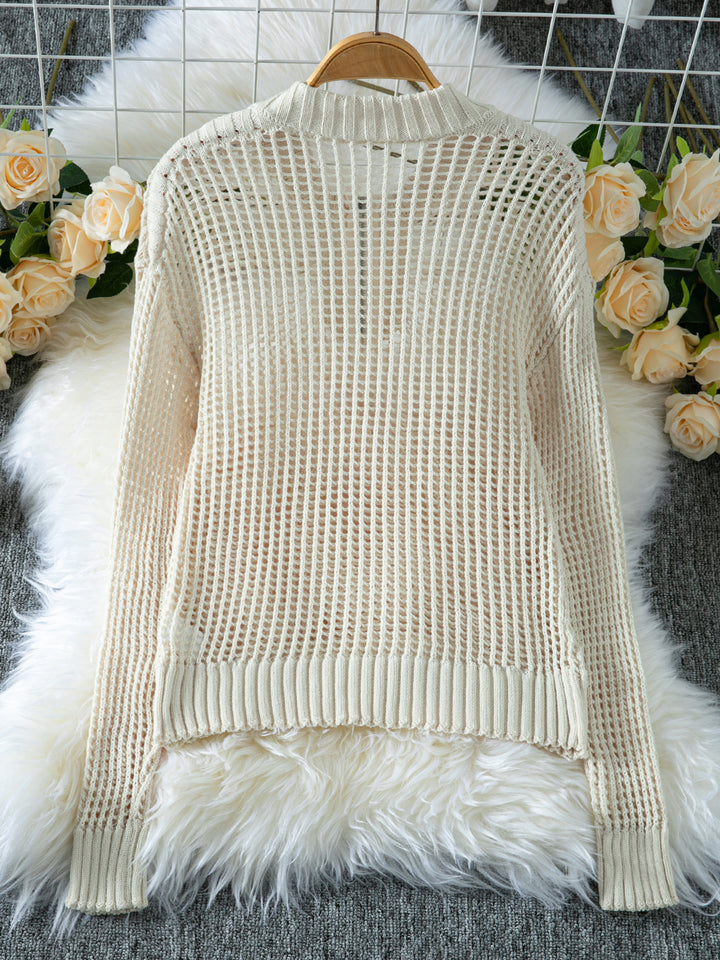 Off White Full Sleeve Textured Sweaters
