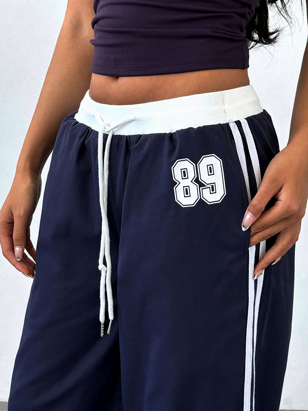 Navy Blue Contrast Waistband Sweatpant