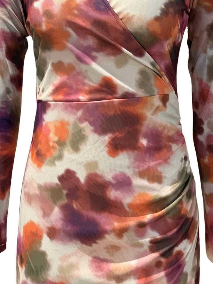 Multi Plunging V-Neck Mesh Dress