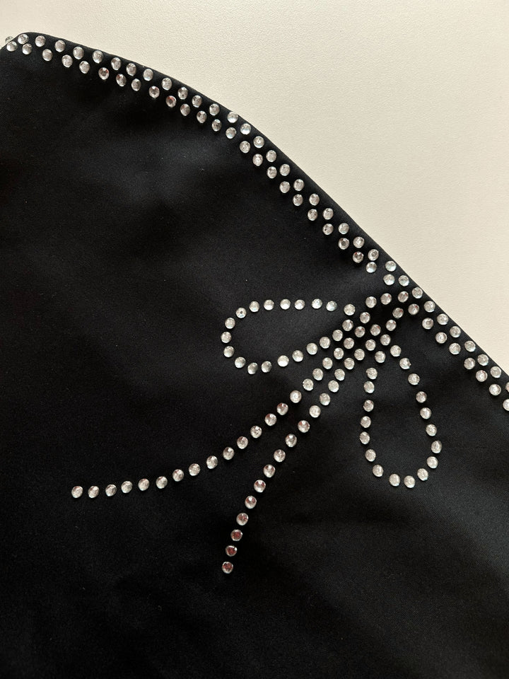 Black Strapless Studded Bow Detailed Dress