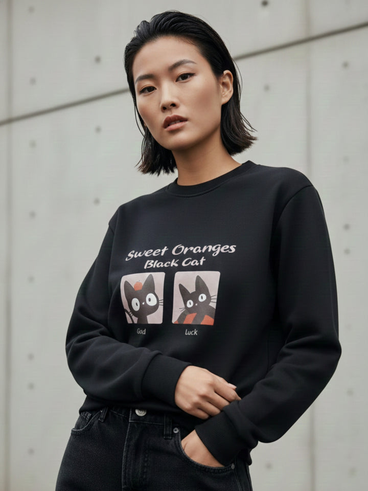 Black Character Graphic Printed Sweatshirt