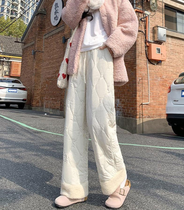 Beige Quilted Fleece Jogger