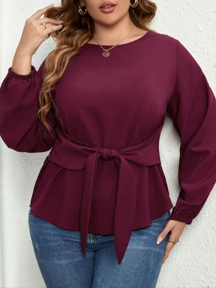 Maroon Full Sleeve Front Tie Up Top
