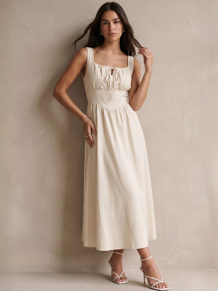 Off White Shoulder Strap Corset Style Dress