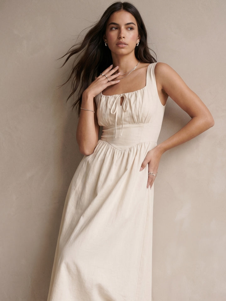 Off White Shoulder Strap Corset Style Dress