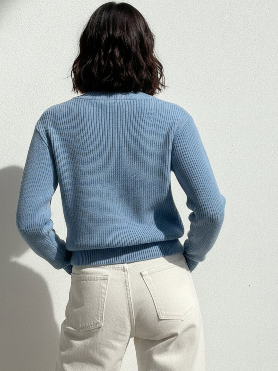 Blue Full Sleeve V Neck Sweater