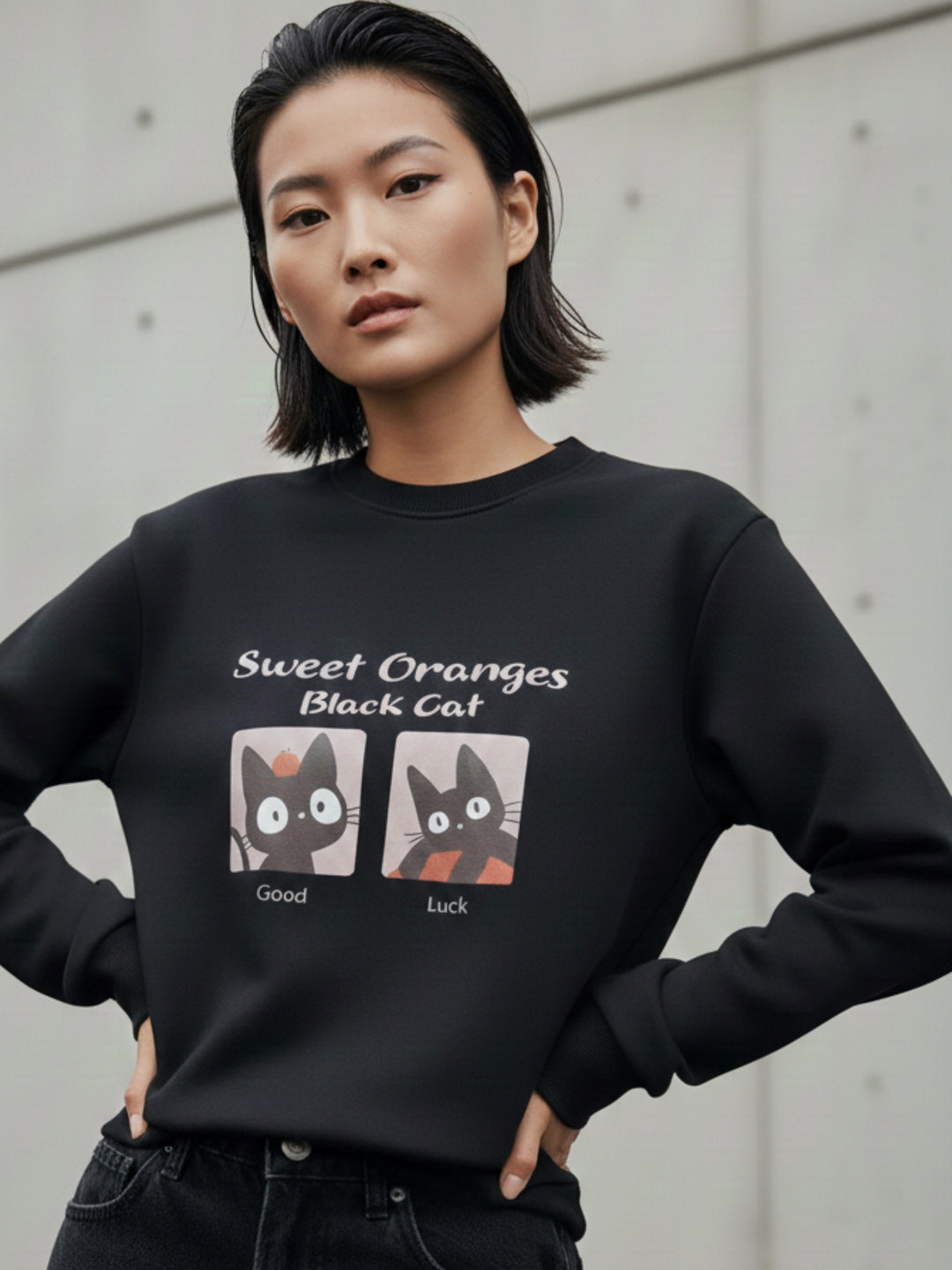 Black Character Graphic Printed Sweatshirt