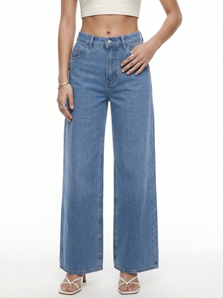 Light Blue Low Waist Wide Leg Jeans