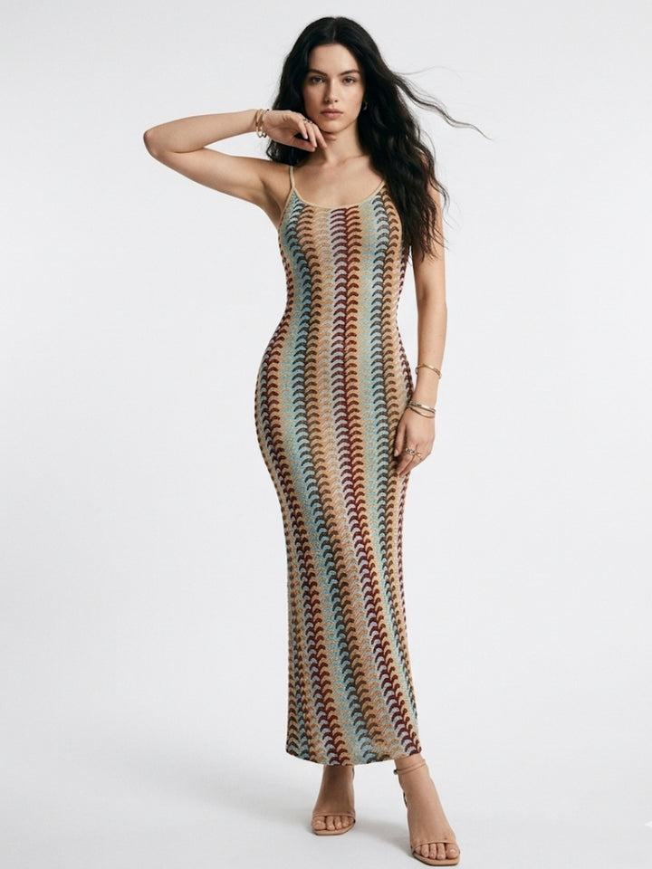 Multi Spaghetti Strap Multi Colour Dress