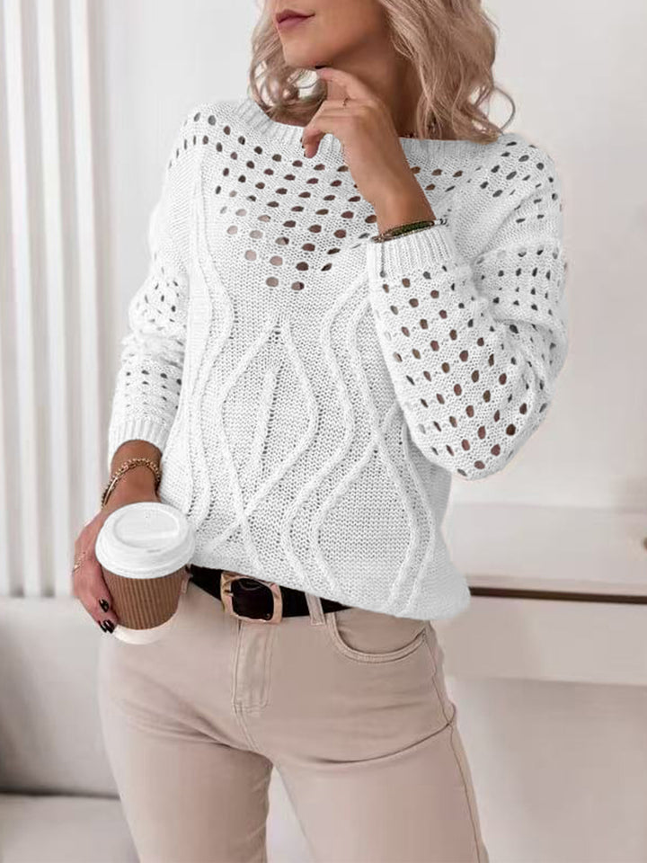 White Full Sleeves Textured Sweaters