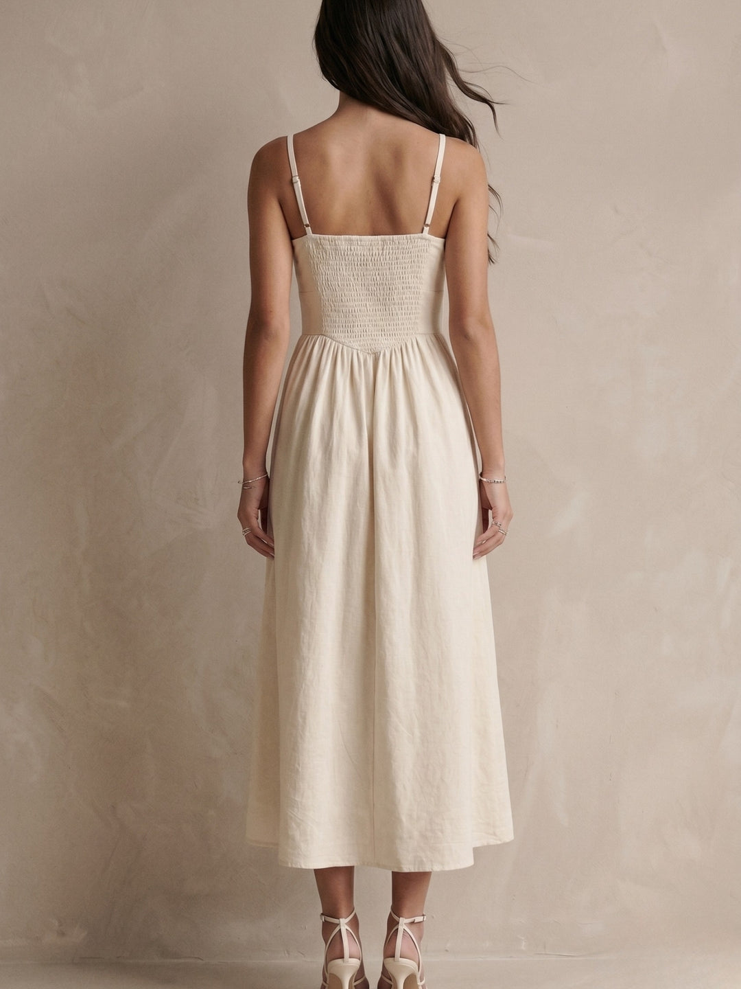 Off White Shoulder Strap Corset Style Dress
