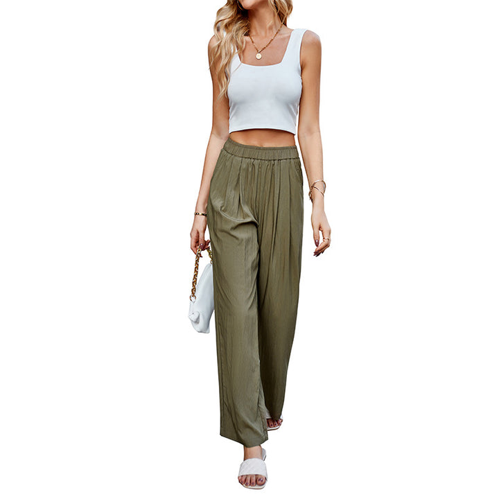 Olive Textured Wide Leg Trouser