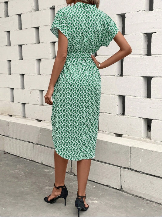 Green Round Hem Shirt Dress