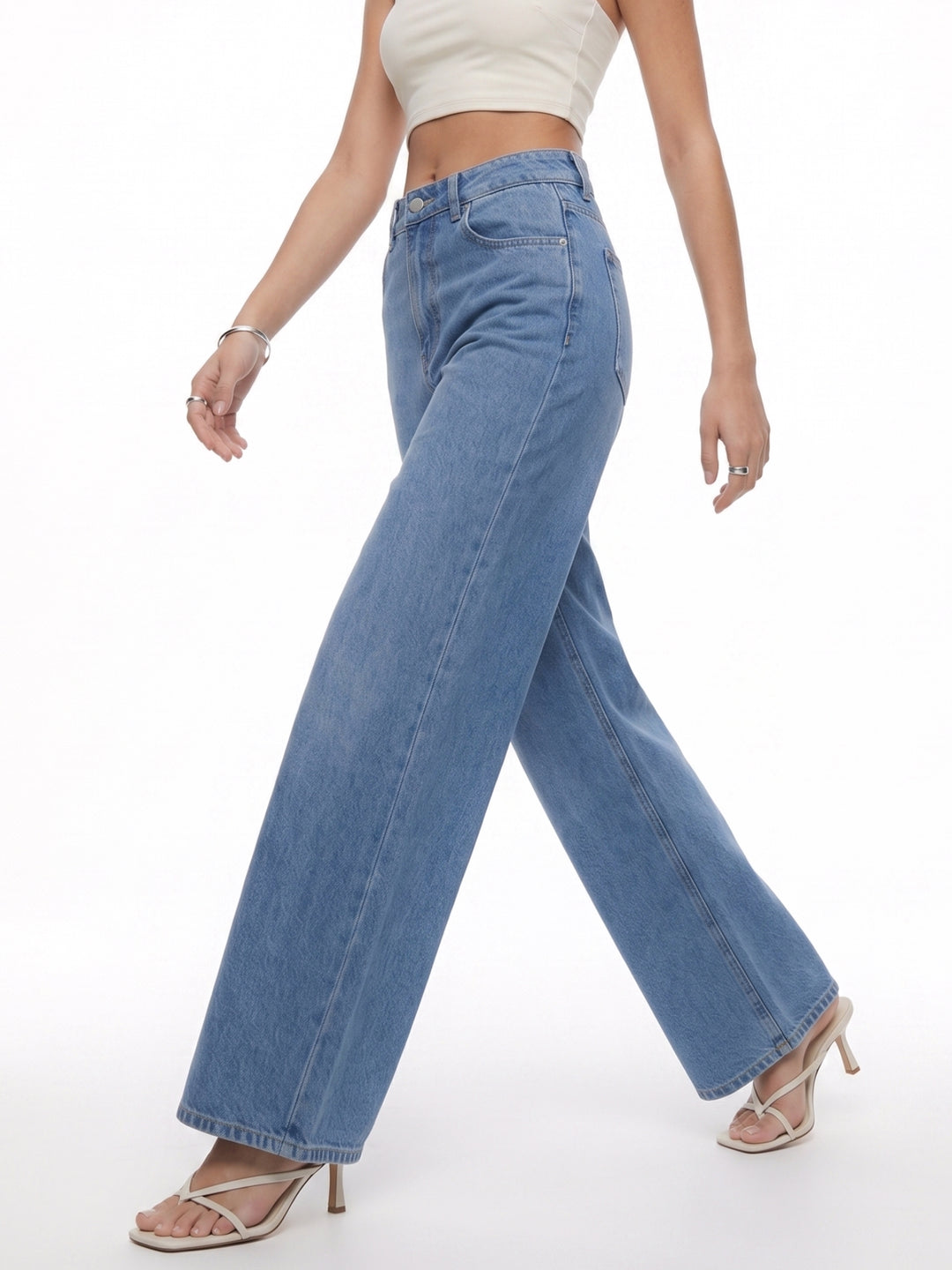 Light Blue Low Waist Wide Leg Jeans