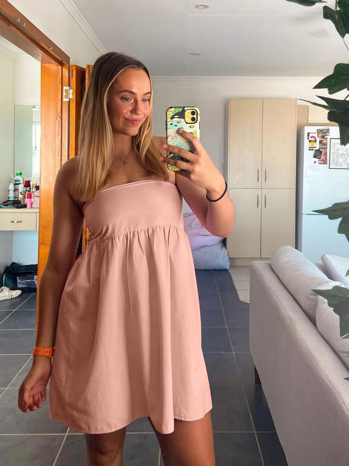 Peach Tube Mini Skater Dress
