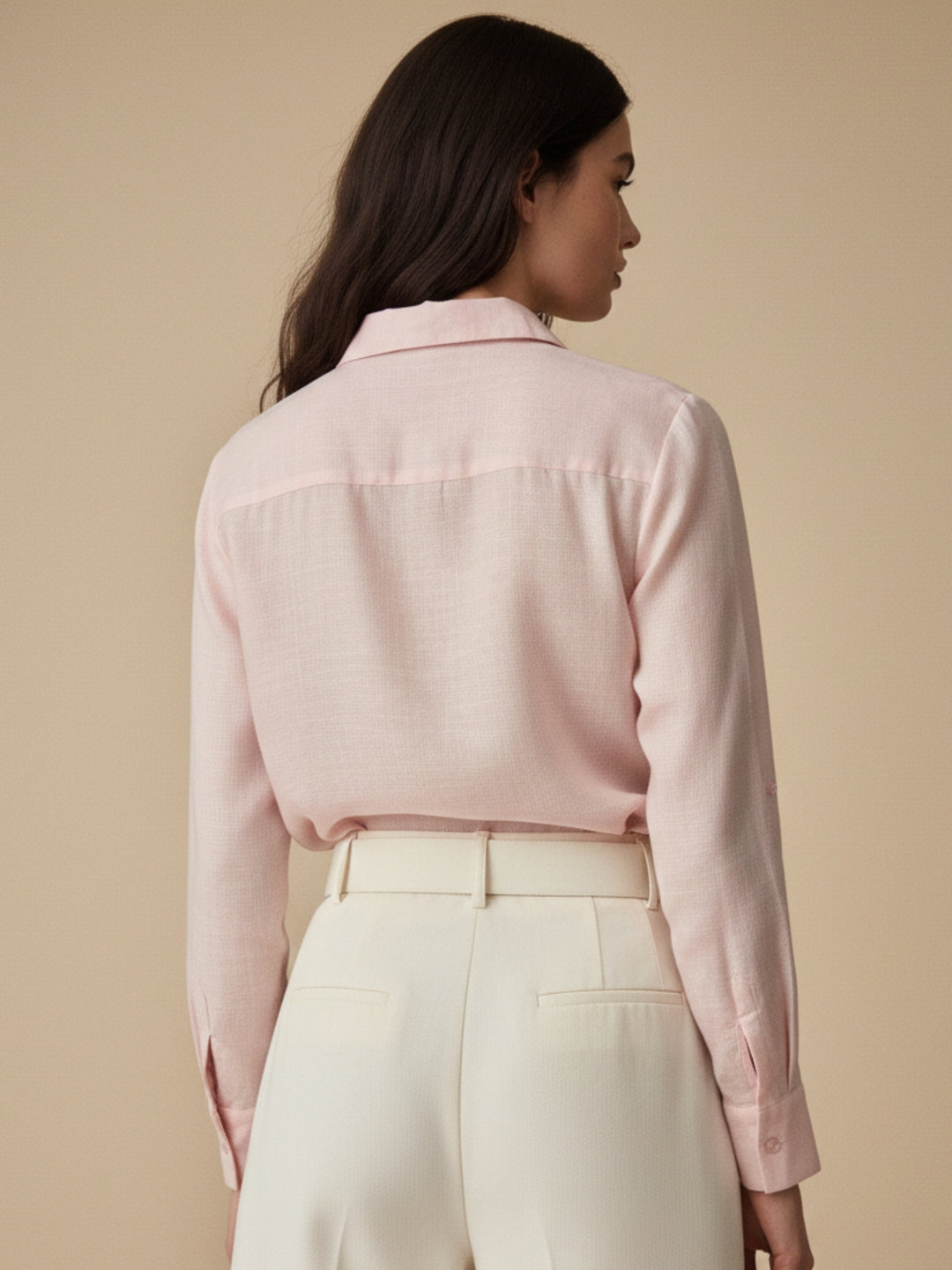 Pink Elegant Relaxed Fit Womens Shirt With Sequin Embellishment Detail