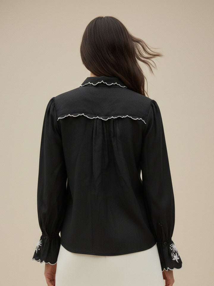 Black Shirt With Embroidery Detail