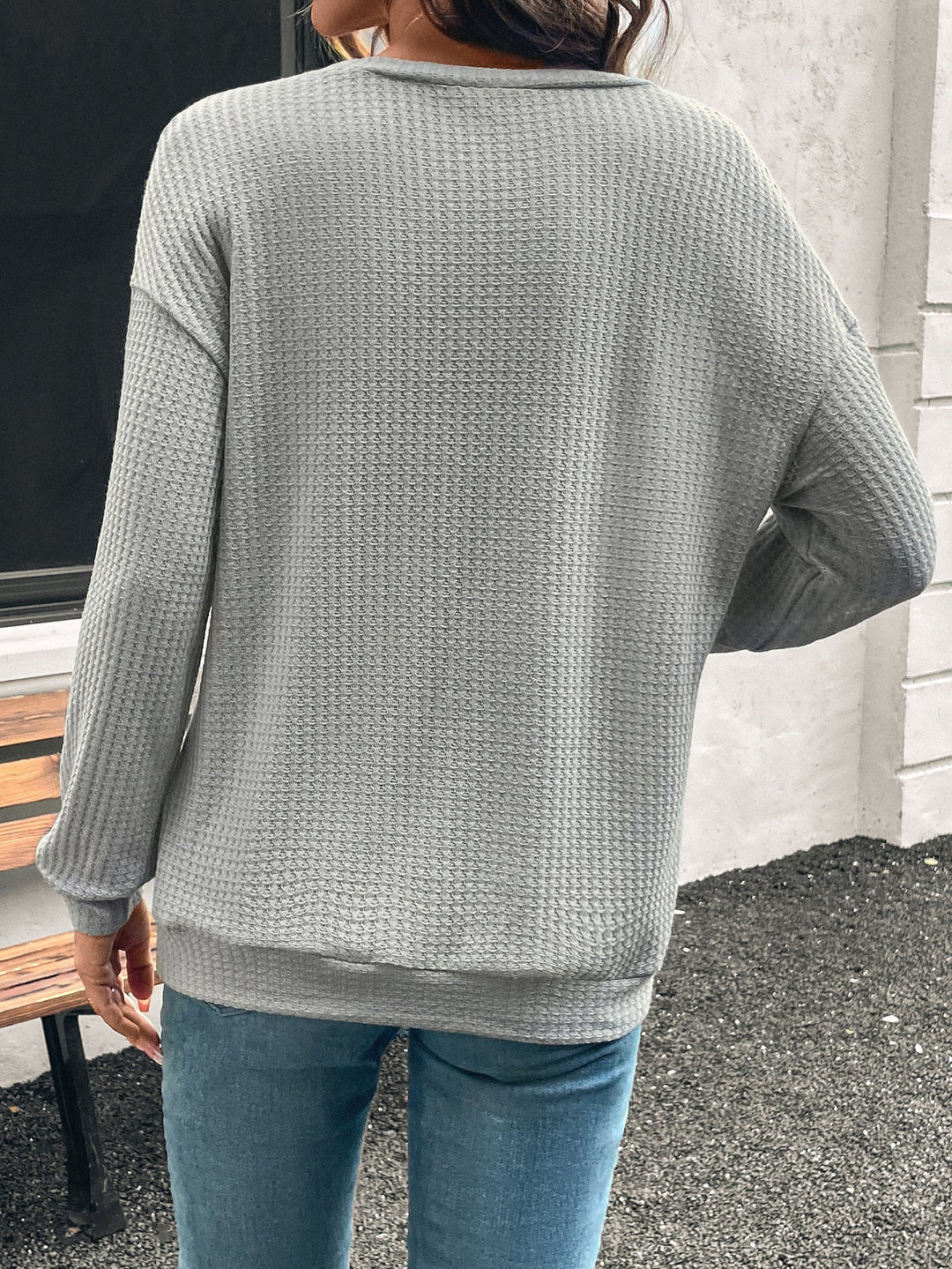 Grey Full Sleeve Textured Sweatshirt