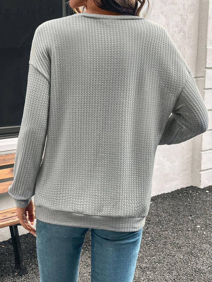 Grey Full Sleeve Textured Sweatshirt