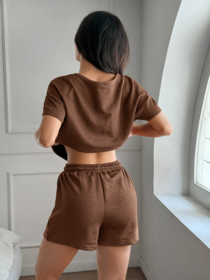 Brown Drop Shoulder Top And Shirts Co-Ord Set