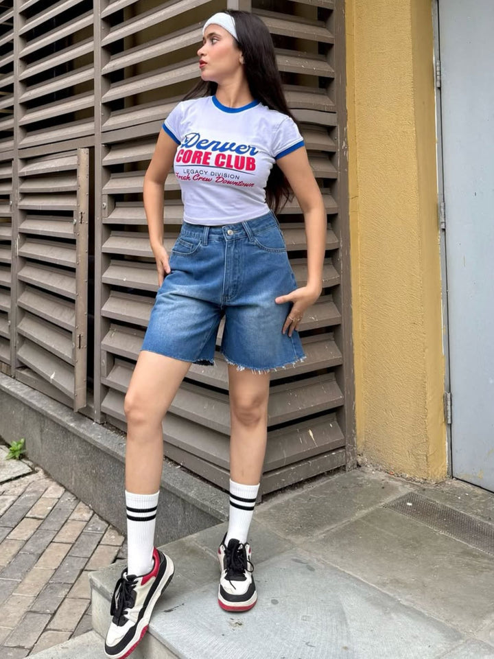 White Graphic Cropped T-Shirt