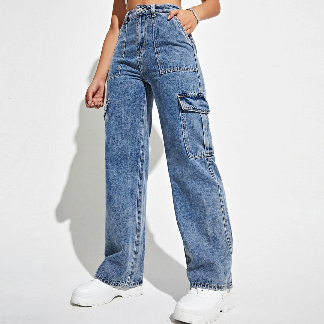 Blue Cargo Pocket Detailed Jeans