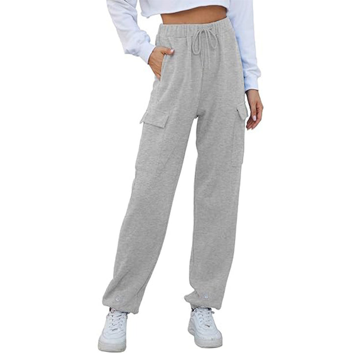 Grey Cargo Regular Fit Drawstring Joggers