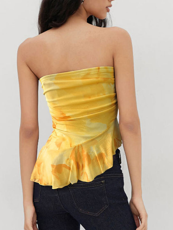 Yellow Off Shoulder Flared Top