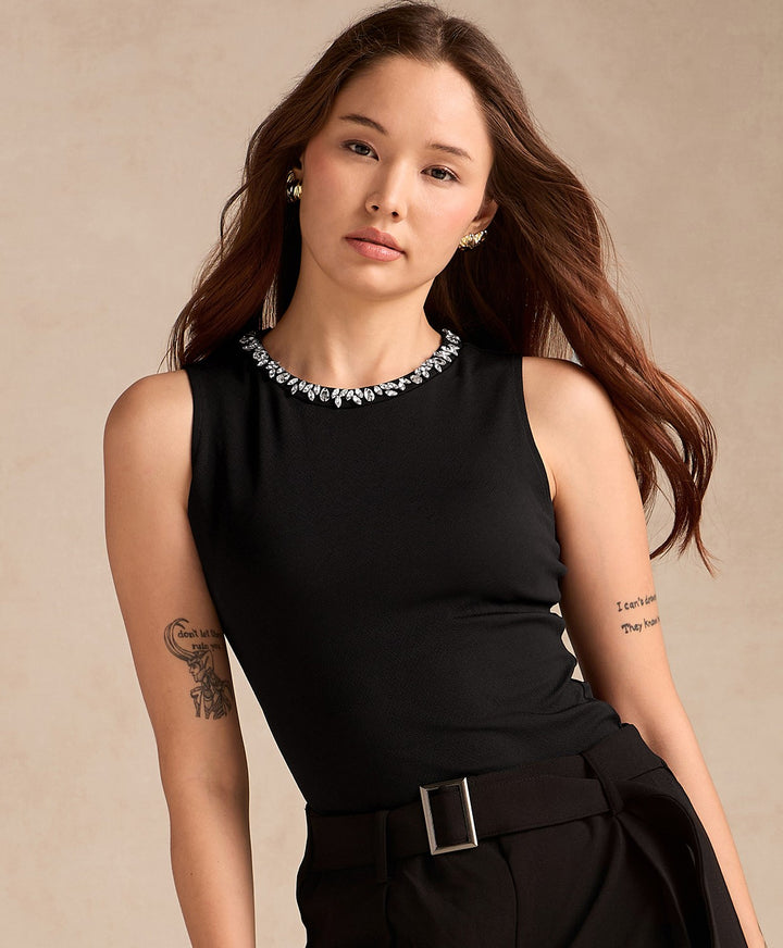 Black Studded Racer Back Tank