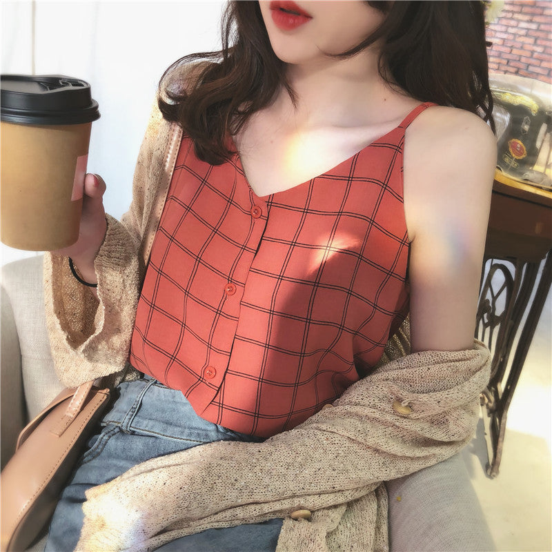 Red Patterned Cami Top