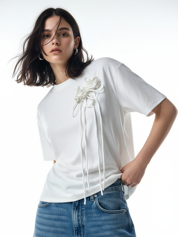 White Floral Corsage Regular T-Shirt