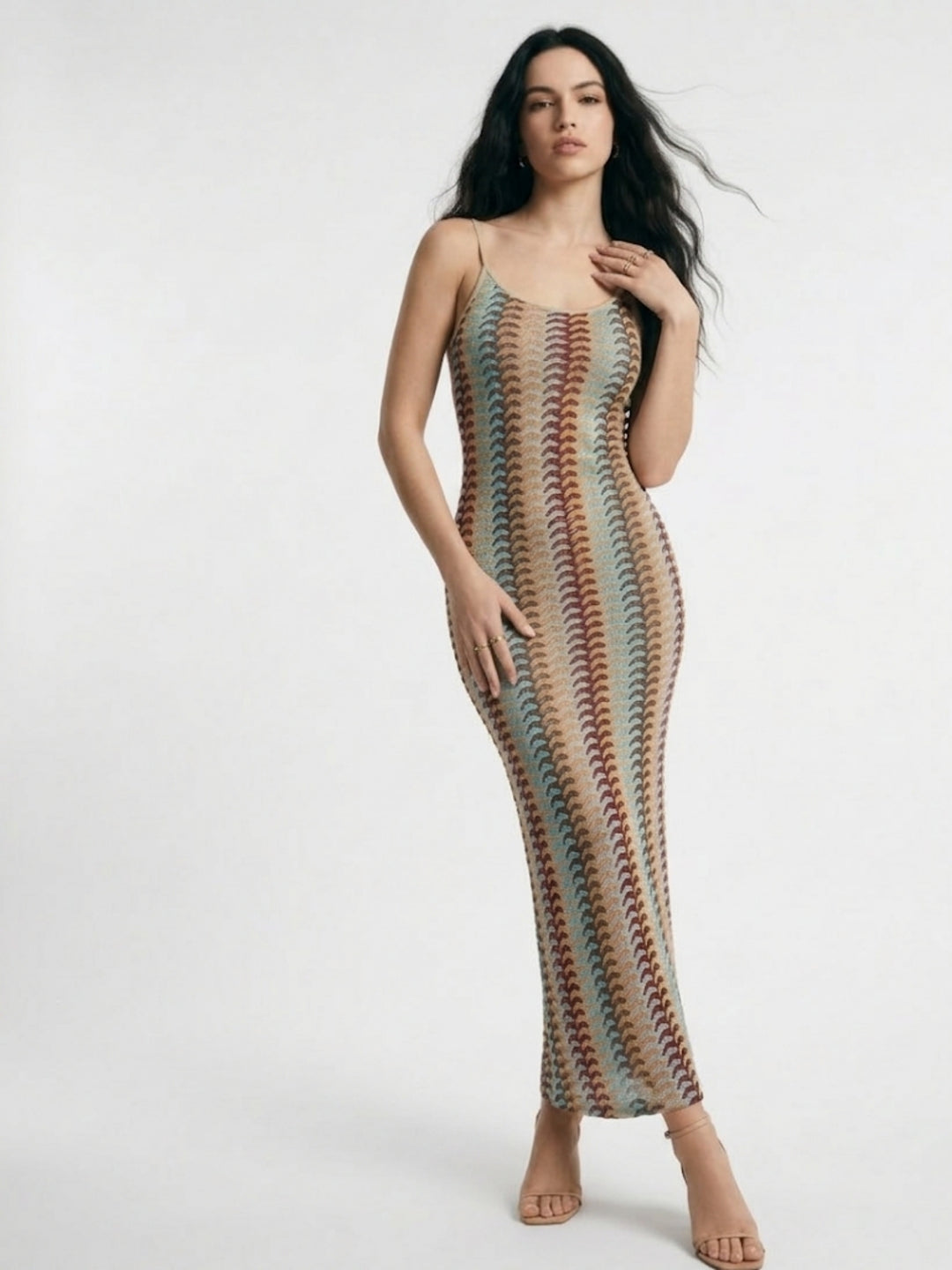 Multi Spaghetti Strap Multi Colour Dress