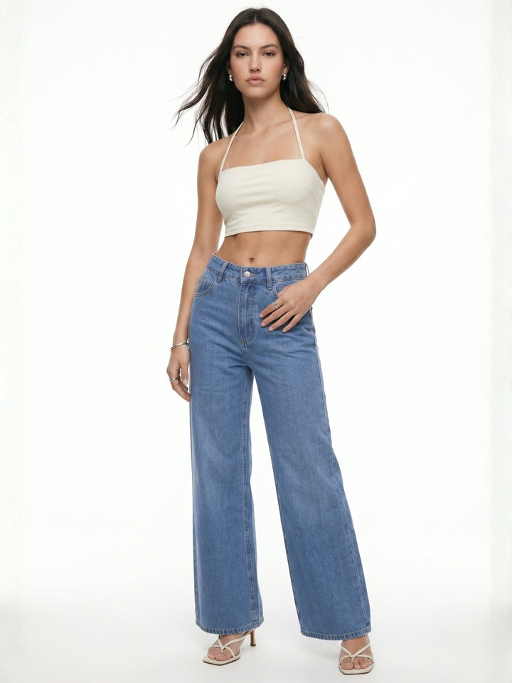 Light Blue Low Waist Wide Leg Jeans