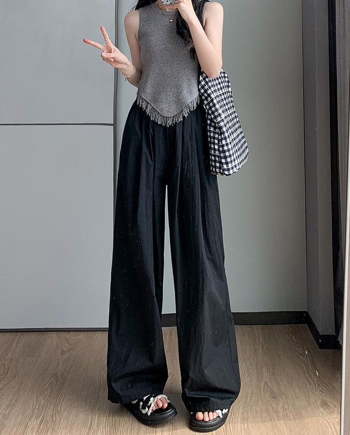 Black Baggy Fit Elasticated Pants
