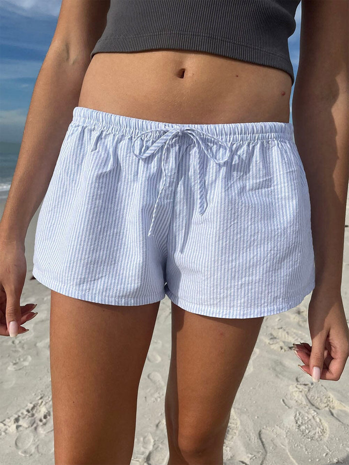 Light Blue Elasticated Drawstring Relaxed Fit Shorts
